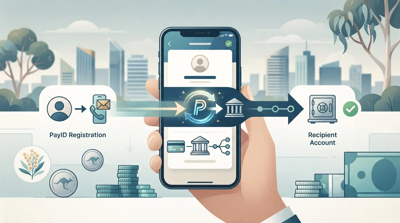 Australian dollar payment flow using PayID and bank transfer between a player and a casino account